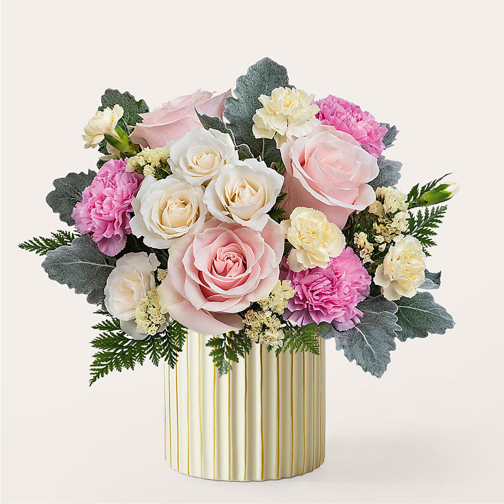 Blissful Moments Bouquet with Ivory Vase – Oliver Flower Shop Inc, Pittsburgh PA