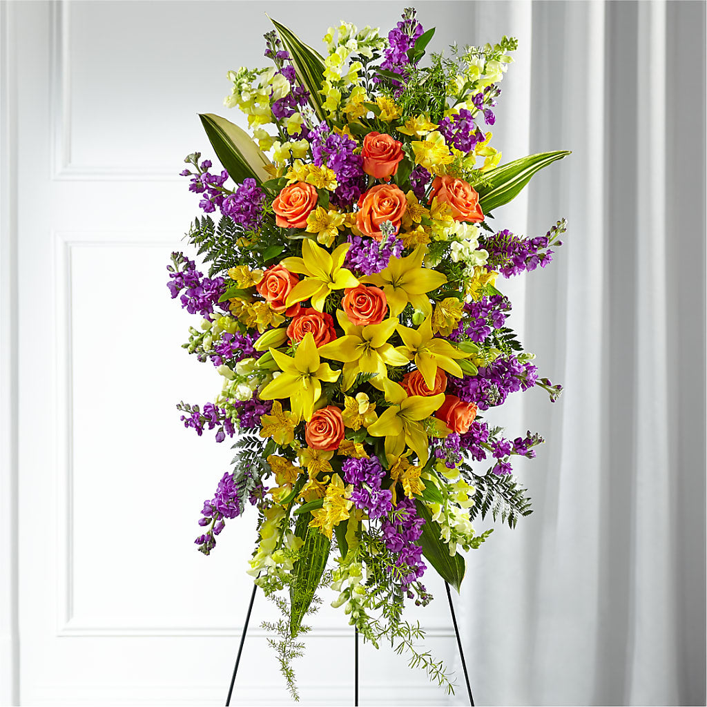 Thoughtful Prayers Standing Spray – Oliver Flower Shop Inc, Pittsburgh PA
