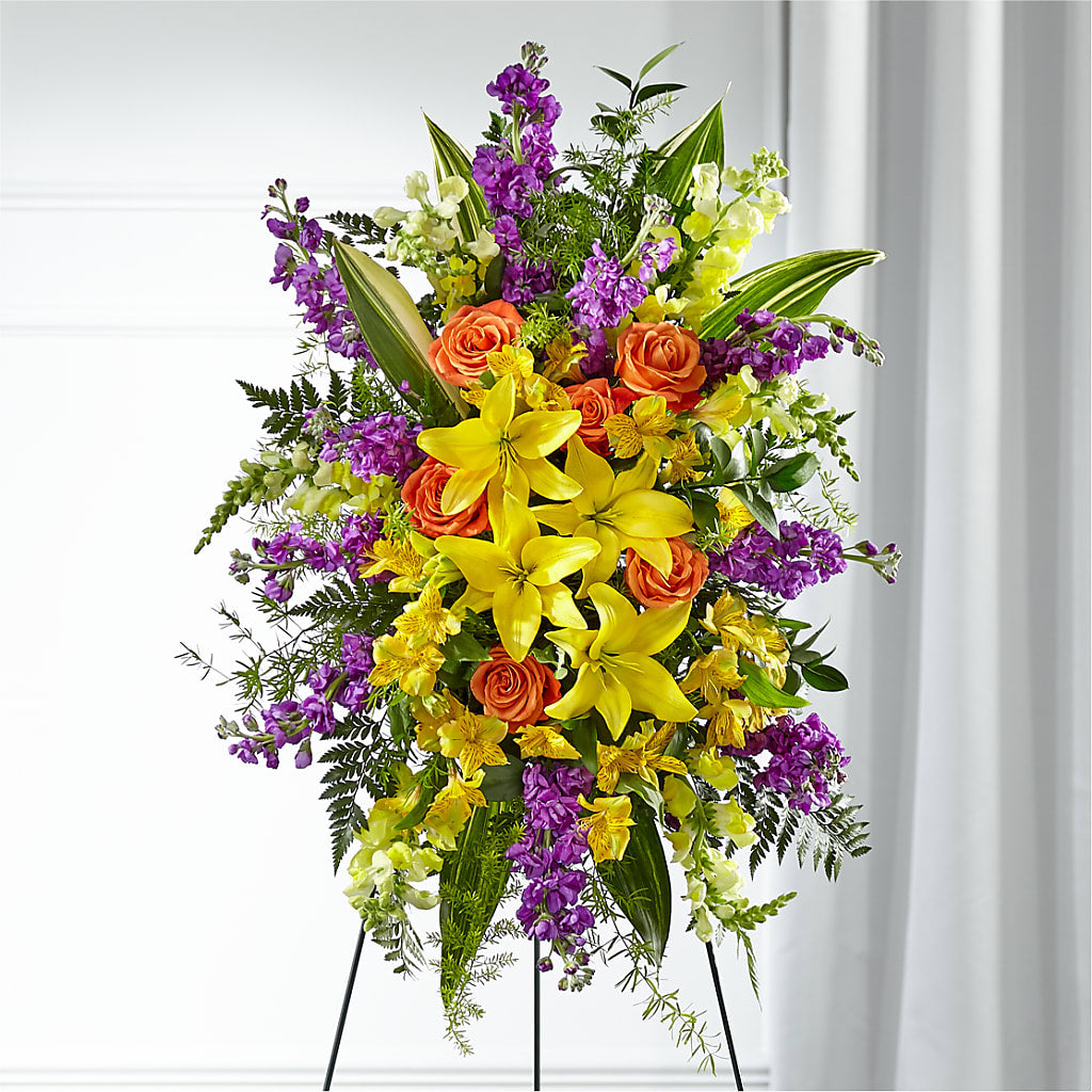 Thoughtful Prayers Standing Spray – Oliver Flower Shop Inc, Pittsburgh PA