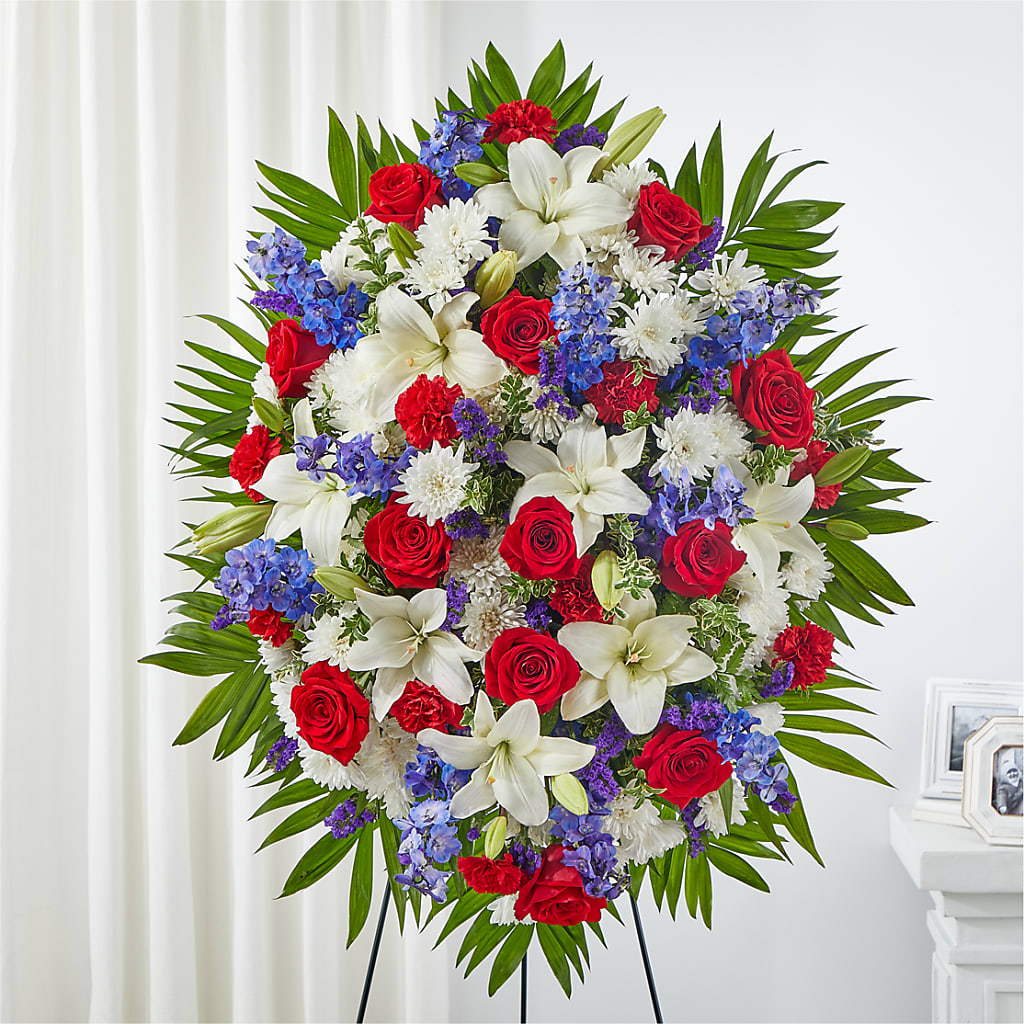 Cherished Service Standing Spray – Oliver Flower Shop Inc, Pittsburgh PA