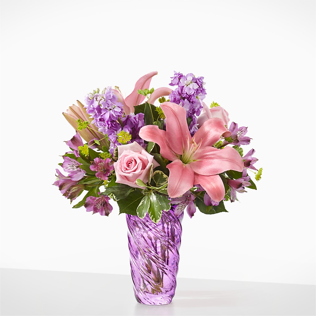 Precious Petals Bouquet with Luxe Swirl Vase – Oliver Flower Shop Inc, Pittsburgh PA