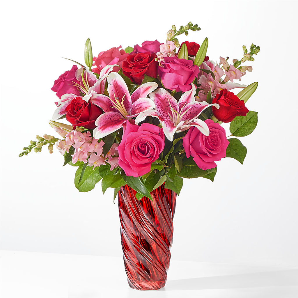 Always You Bouquet with Luxe Swirl Vase – Oliver Flower Shop Inc, Pittsburgh PA