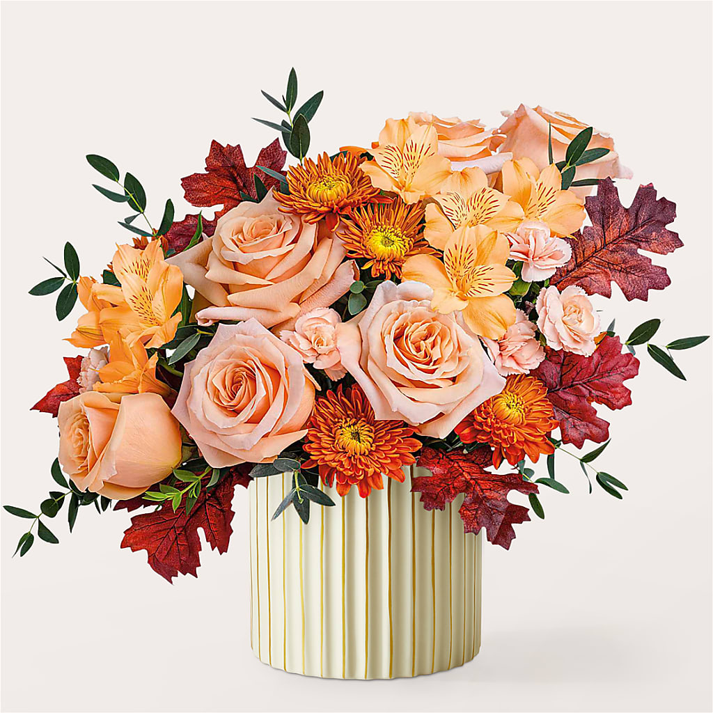 Spiced Latte Bouquet with Ivory Vase – Oliver Flower Shop Inc, Pittsburgh PA