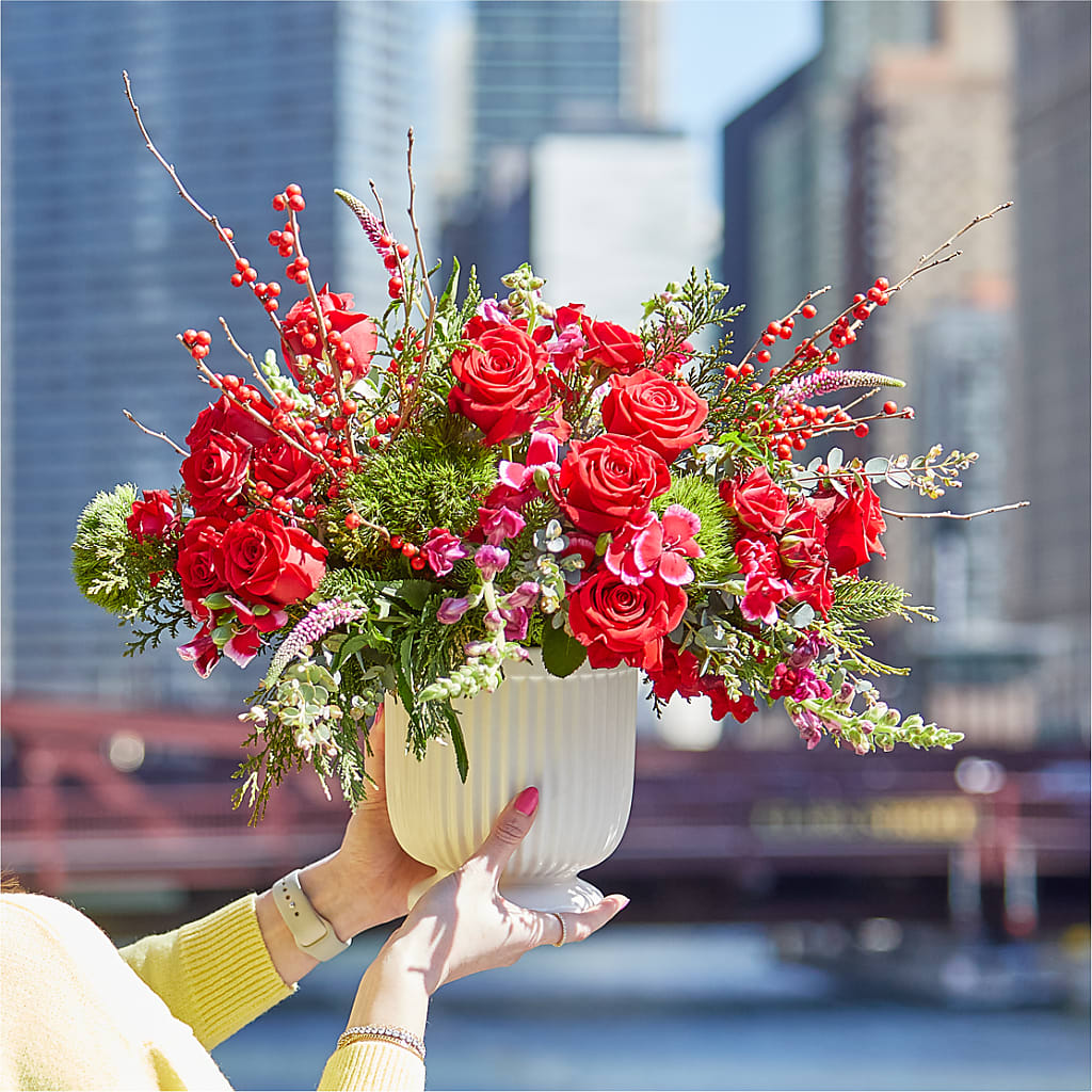 Big Red Bow Bouquet –  Oliver Flower Shop Inc, Pittsburgh PA