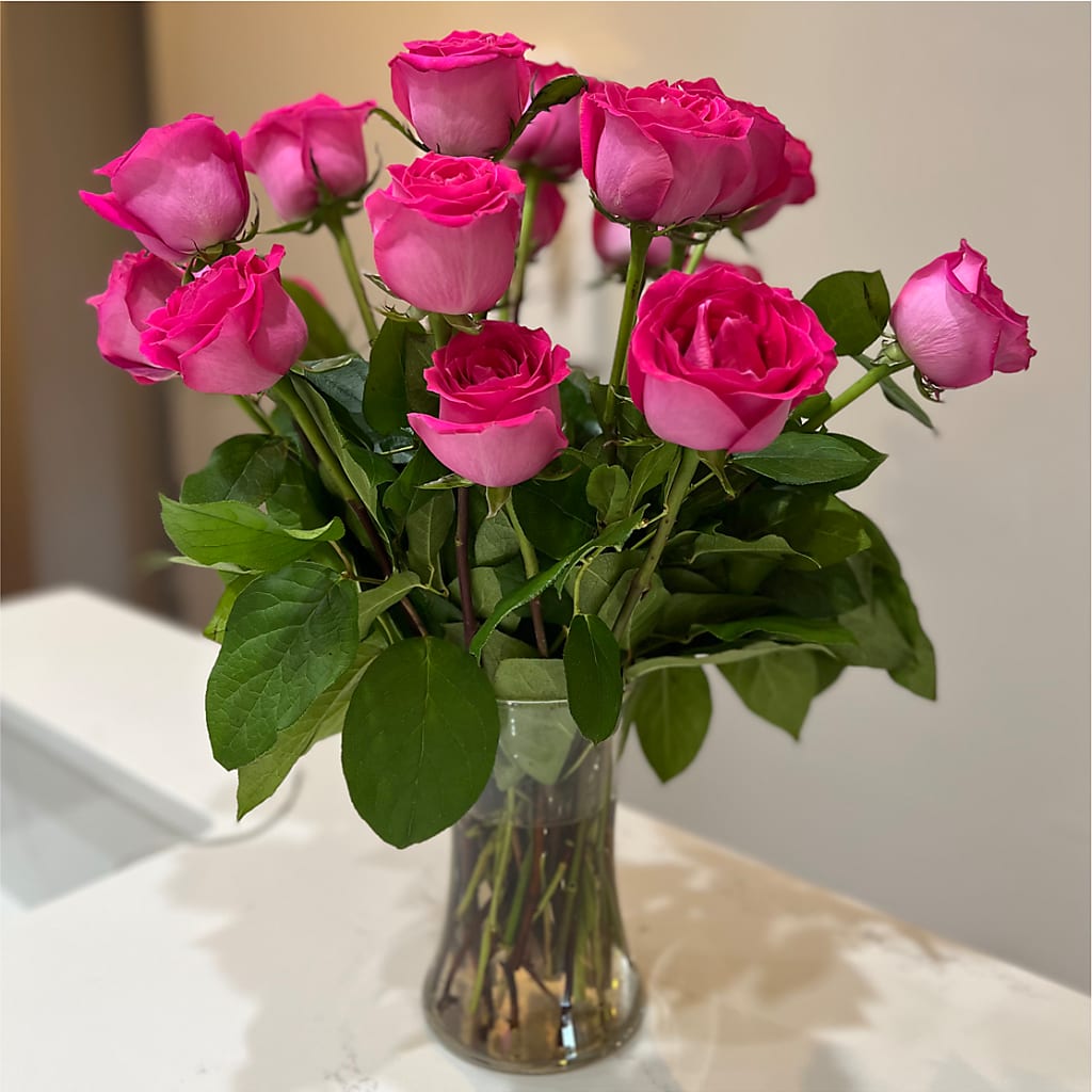 Long Stem Pink Rose Bouquet –  Oliver Flower Shop Inc, Pittsburgh PA