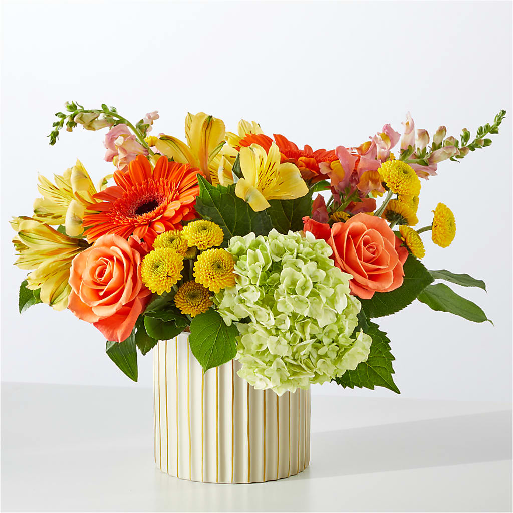 Autumn Sunshine Bouquet with Ivory Vase –  Oliver Flower Shop Inc, Pittsburgh PA