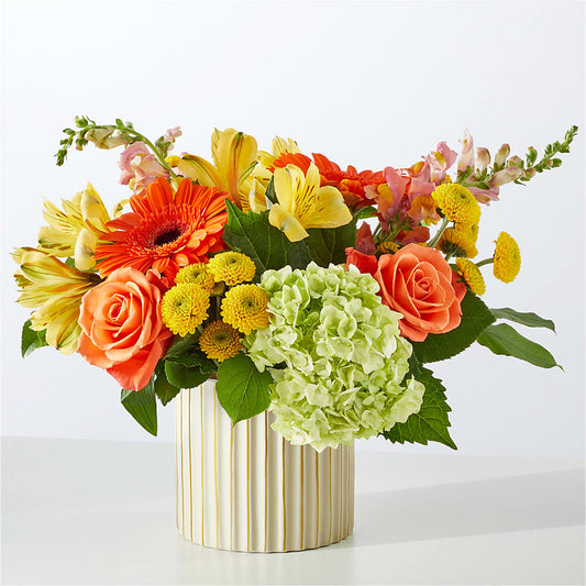 Autumn Sunshine Bouquet with Ivory Vase –  Oliver Flower Shop Inc, Pittsburgh PA