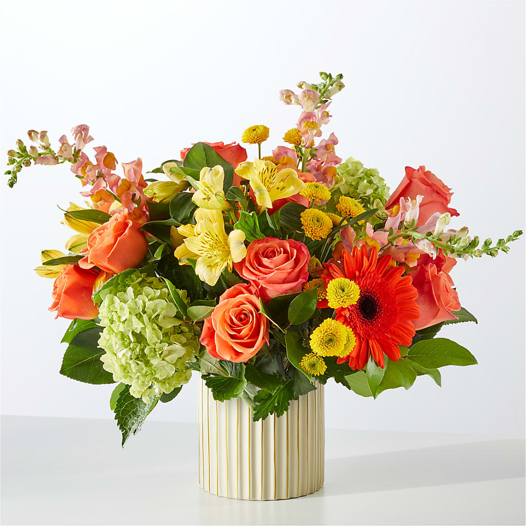 Autumn Sunshine Bouquet with Ivory Vase –  Oliver Flower Shop Inc, Pittsburgh PA