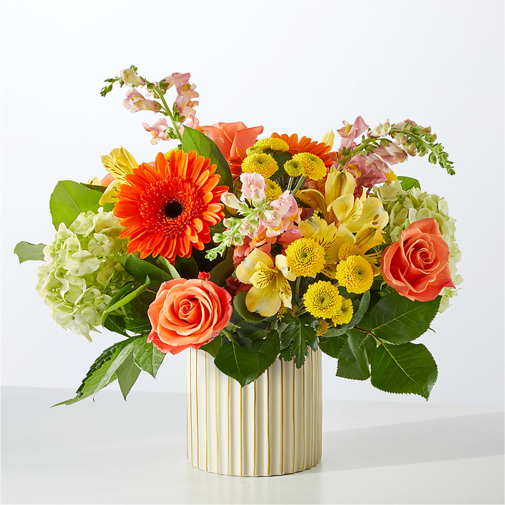 Autumn Sunshine Bouquet with Ivory Vase –  Oliver Flower Shop Inc, Pittsburgh PA