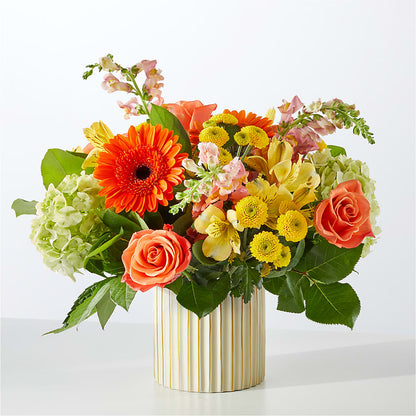 Autumn Sunshine Bouquet with Ivory Vase –  Oliver Flower Shop Inc, Pittsburgh PA